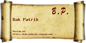 Bak Patrik névjegykártya